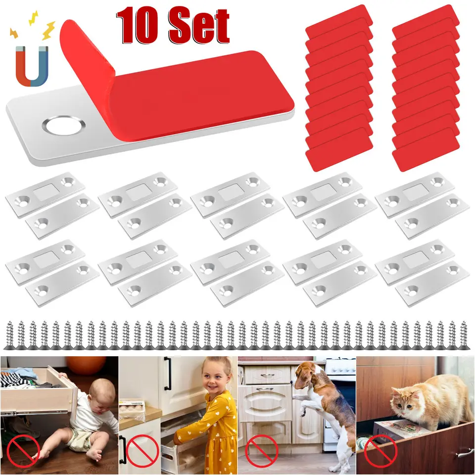 10 Set skryť dvere úlovky bez otvoru neviditeľné magnetové dvere sacie magnetické skrinky bližšie výkonné ultra tenké magnety zachytenia dverí