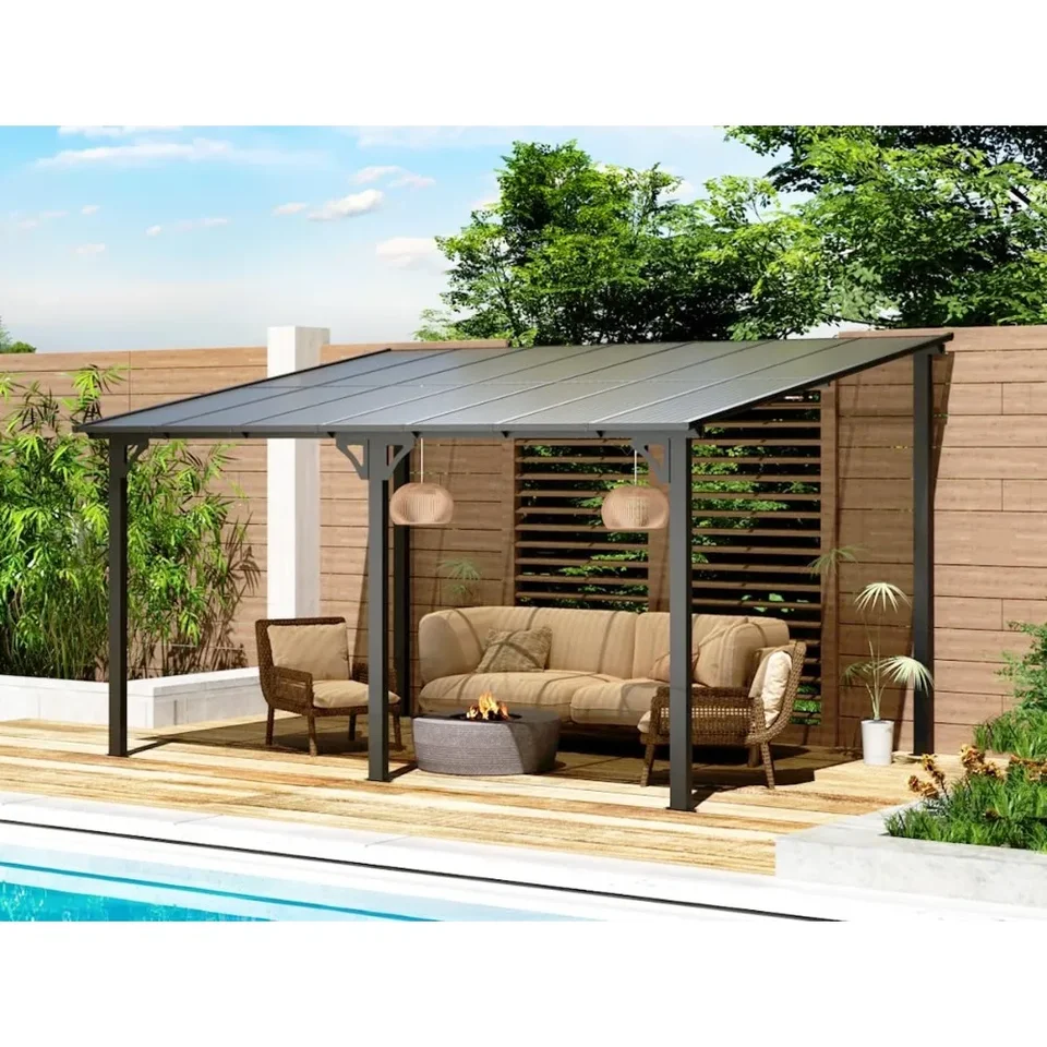 10 'x 14' vonkajšie pergola altánok, nástenné štíhle na kovové markízy altánky na vôľu pre terasu, veľké panelové strechy pergoly