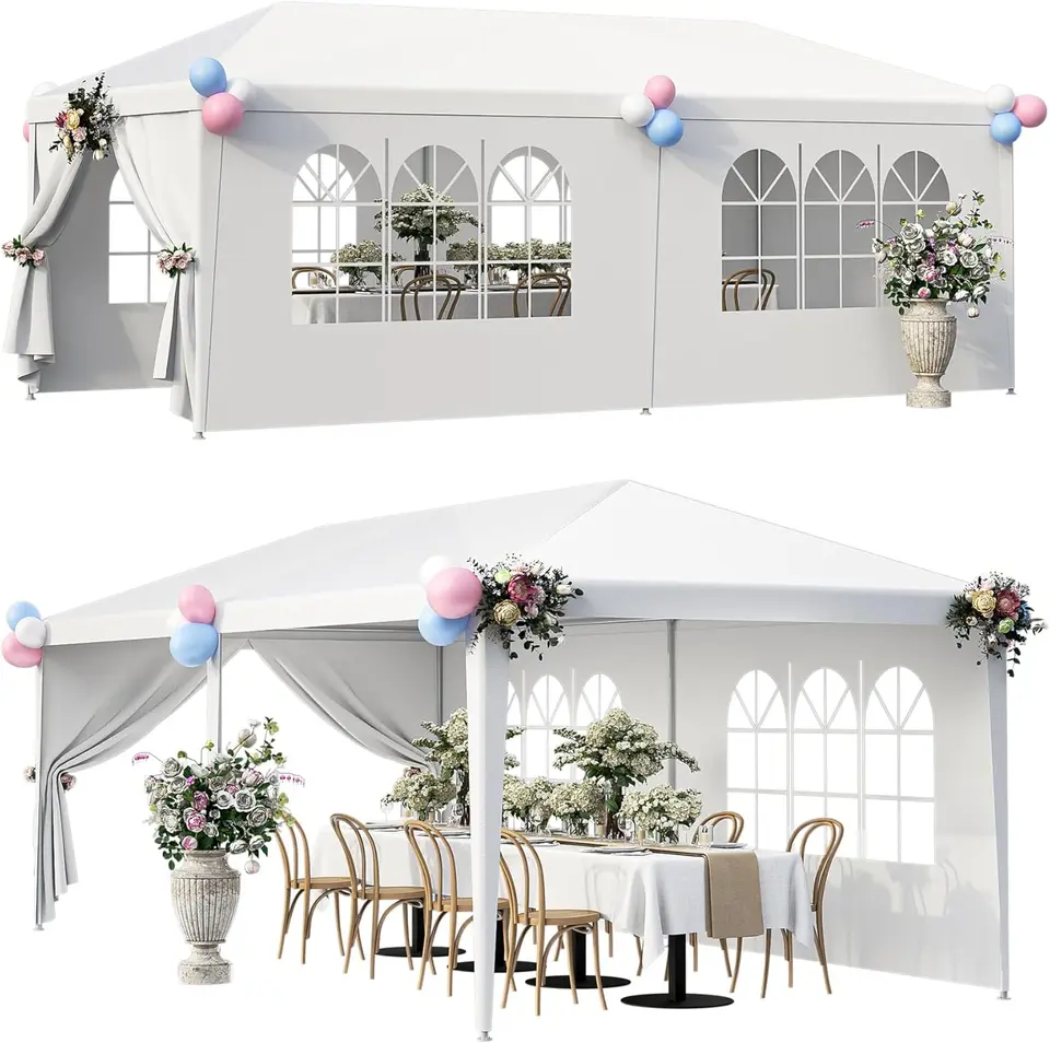 10 x 20 Vonkajšia svadobná strana Stan Camping Shelter Altážbo Canopy s odnímateľnými bočnými stenami Easy Set alzebo BBQ Pavilion