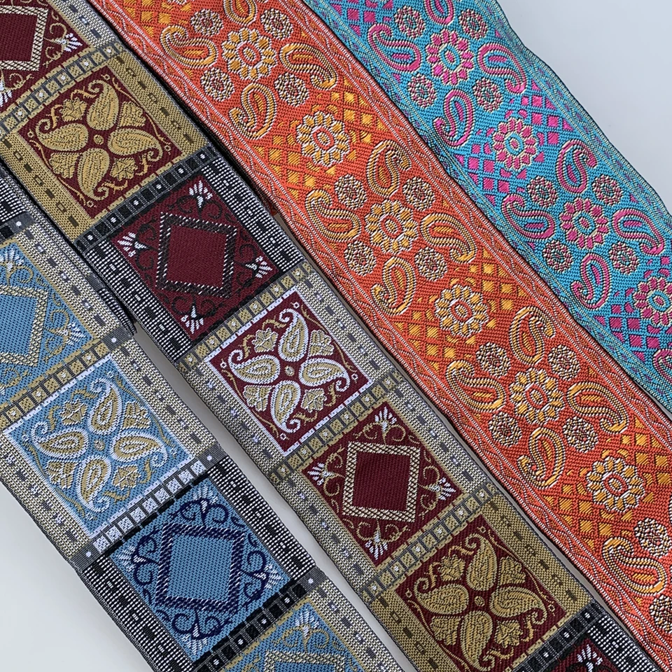 10 yardov 2 palce 50 mm vinobranie kešu kvetina Jacquard výšivok Ribon Dekoratívne doplnky Etnické čipky pre záclonu