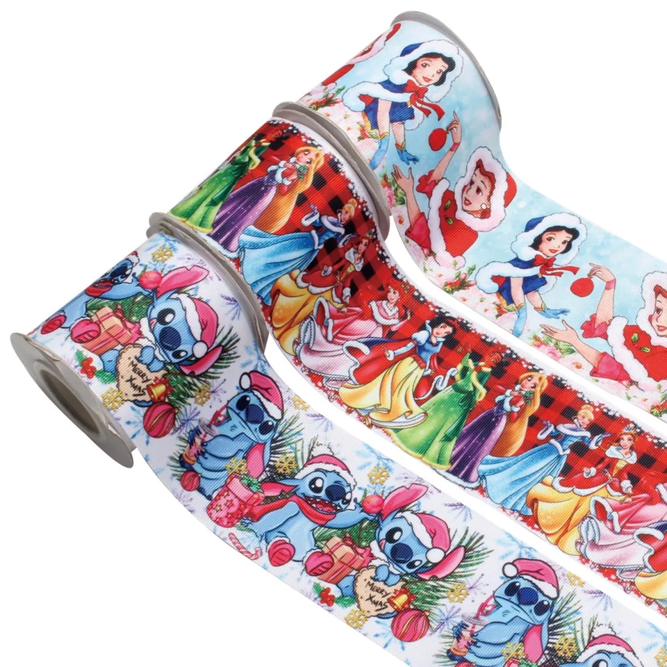 10 yardov Disney Princess Stitch Vianočné Grosgrain Ribbon pre dovolenkové dekorácie remeselnícke materiály pre domácich majstrov