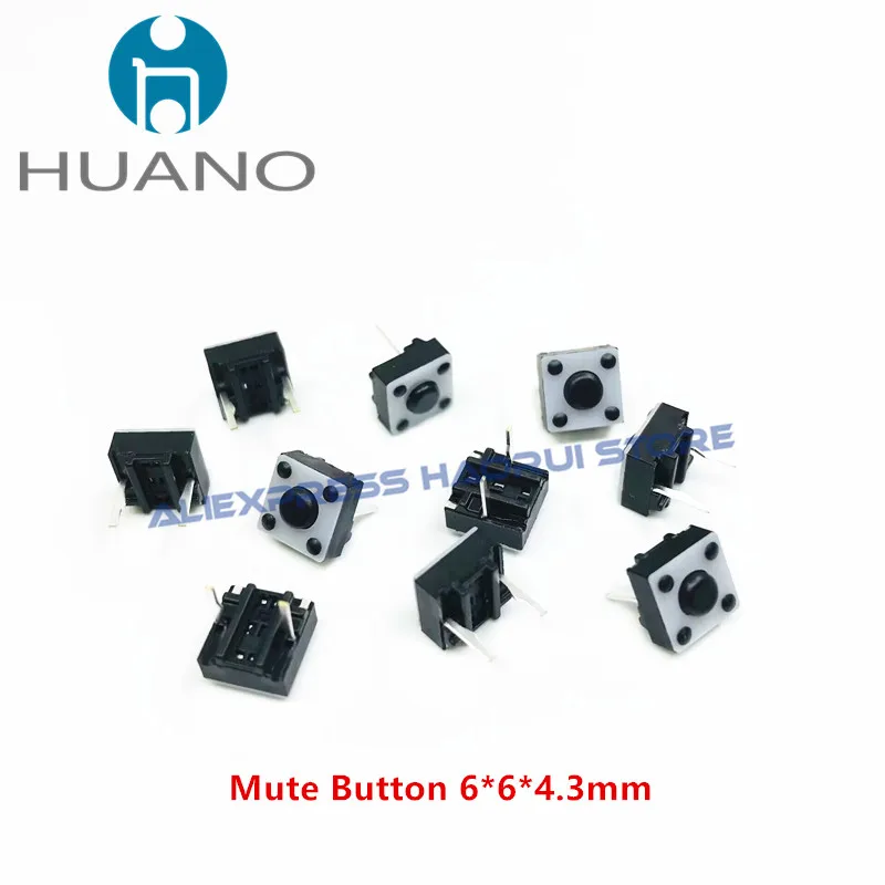 10 ~ 100 pcs huano Mute Micro Switch 6*6*4,3 mm tichý prepínač bezdrôtového / káblového tlačidla Microswitch 6x6x4.3 Tiché spínačy