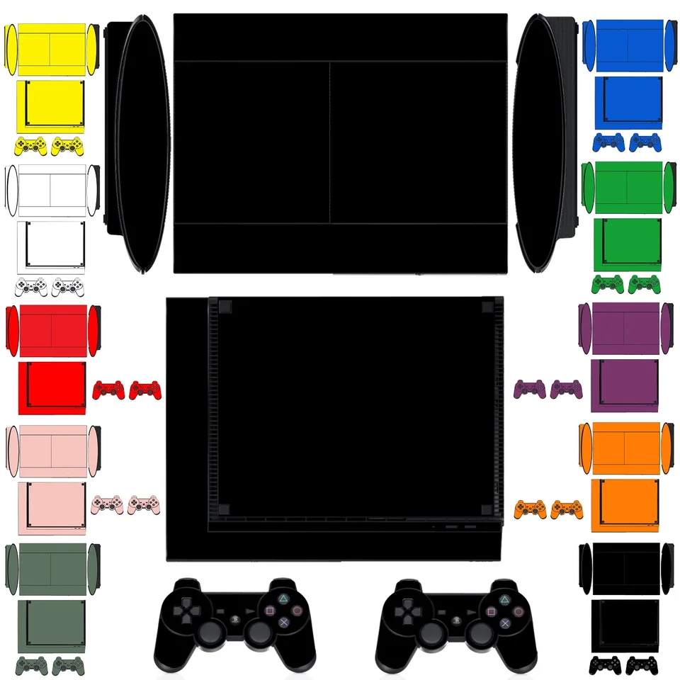 10 Čisté čisté plné farby Vinylová kožná nálepka Protector pre nálepky Sony PS3 Super Slim a 2 Controller Skins