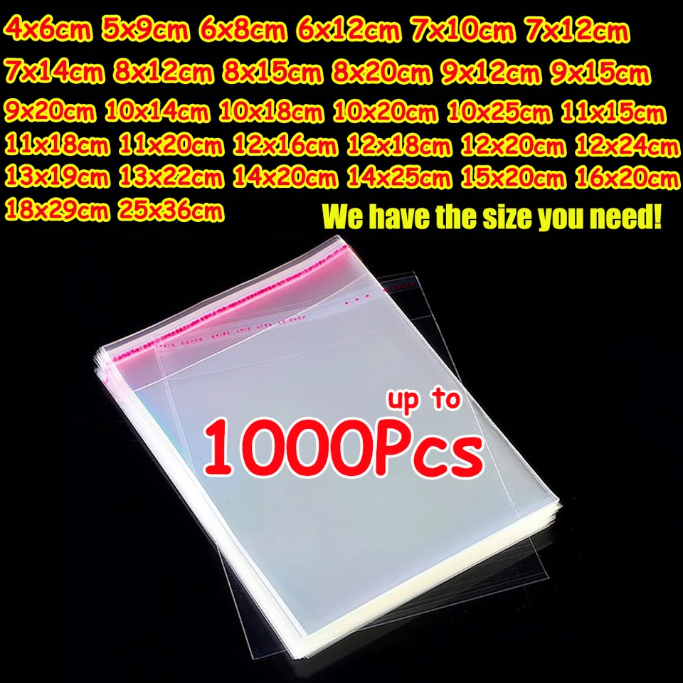 100-1 000 ks OPP Self-tesnenie Priehľadné plastové vrecko Celophane Bags Self Adhesive pre šperky darčekové cookie Candy Balenie