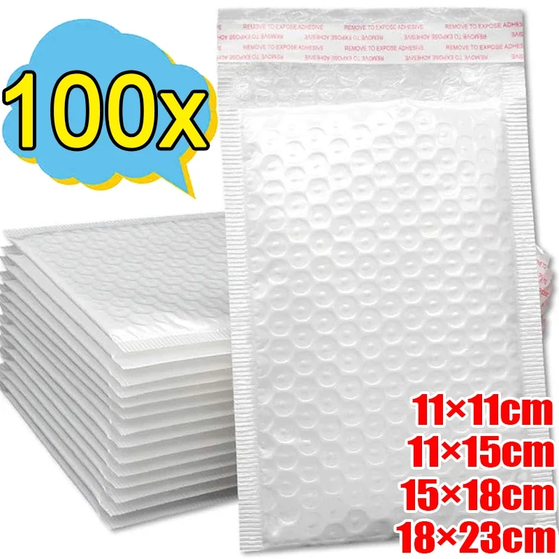 100/10ks vodotesné biele bublinky vrecko na vrecko Penové lepidlo Self Tesnenie prepravné balenie Courier Mailers Pack Storage Tašky