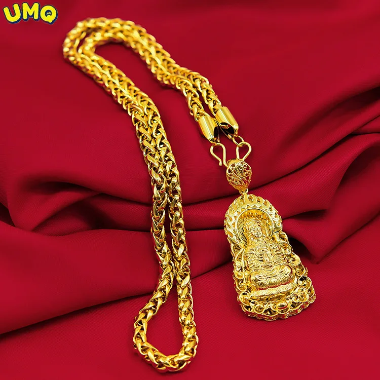 100% 14k Gold Chain Pánsky náhrdelník s vylučovanou značkou Guanyin Jinlong bude pre dlhú 18k žltú farbu Šťastné bezpečné šperky