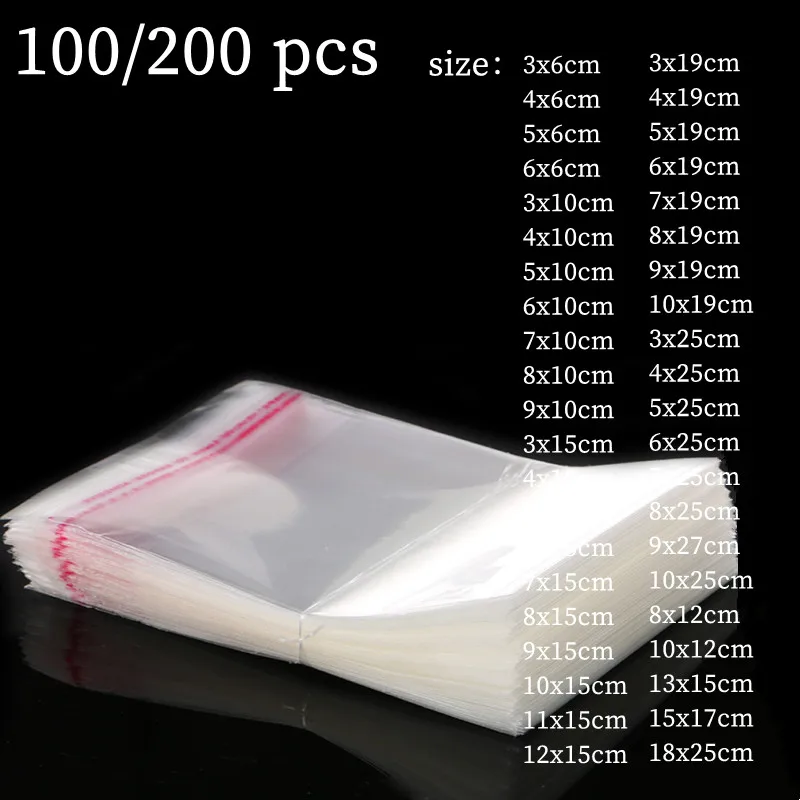 100-200 počítačov priehľadné ziplock OPP plastové tašky Darček pre šperku