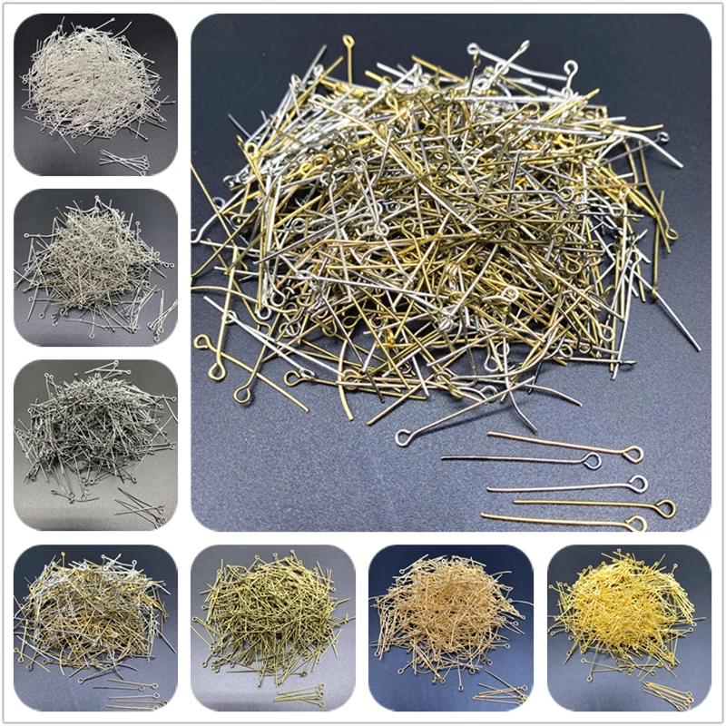 100-200ks/lot Eye Head Pins 15/20/25/30/35/40/45/50/60 mm očné špendlíky pre DIY šperky výroby šperkov Doplnky šperkov