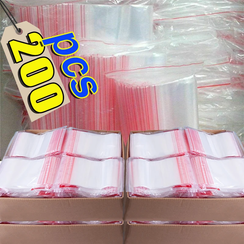 100/200ks plastový priehľadný zips utesnený vrecká SKLADOVANIE TASKA PRE ŠPECKÉRY POTREBY CANDY BALENIA TEALNÉ TAPELY