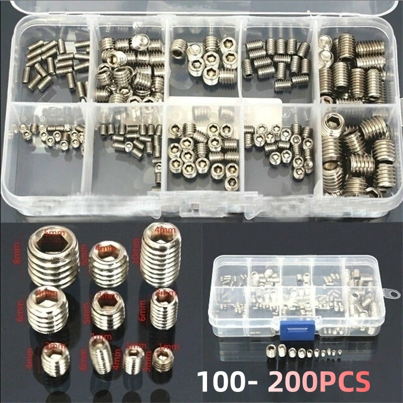 100-200ks v krabici 304 z nehrdzavejúcej ocele Hexagon Hexagon Hexagon Conve End Set skrutkovacia skrutka skrutkovacia skrutka M3M4M5M6