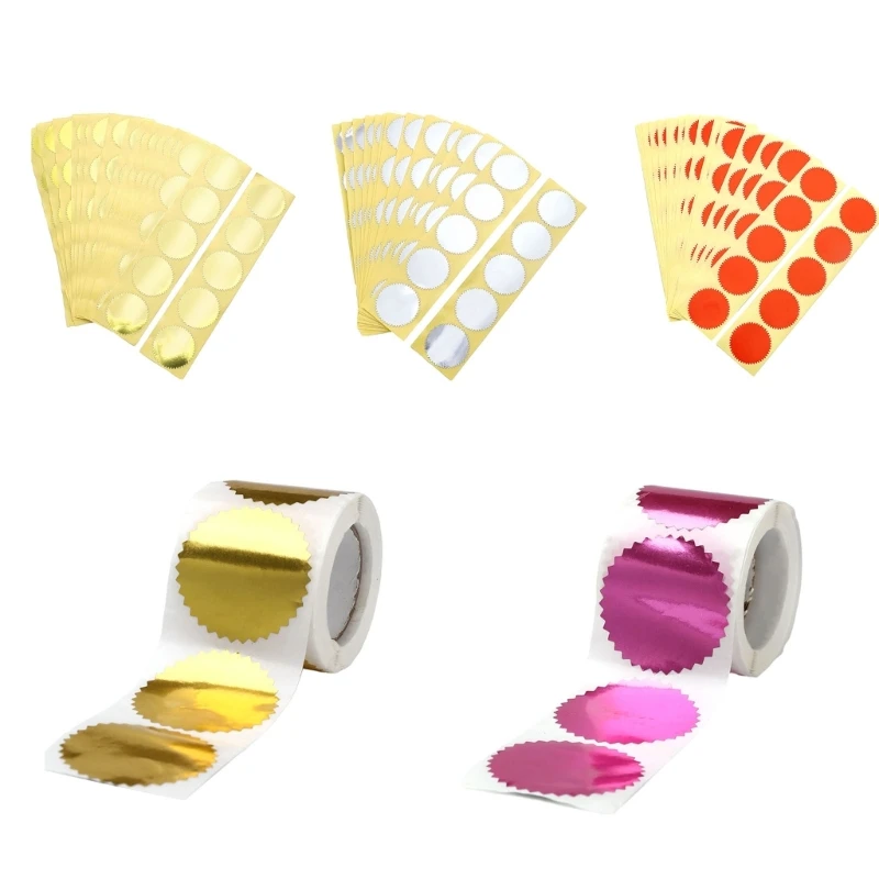 100/250ks zlatý certifikát Round Gear Gety Award Award Legal Embosing Stickers Golden Silver Redness Round Gear Getes Dropship