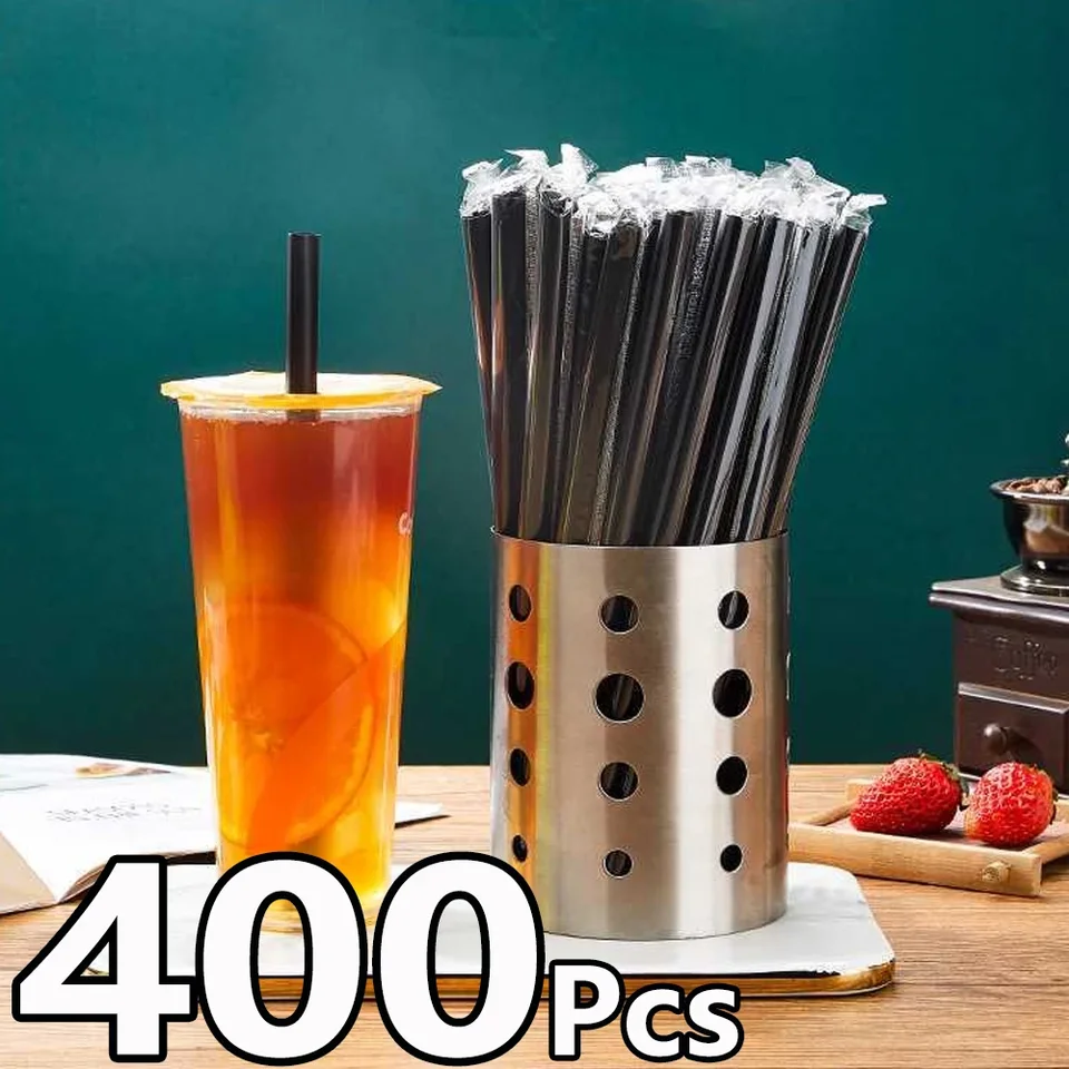 100/400ks veľké slamky s kokteilom veľké čierne pitie Slamky Bubble Tea Slaw Slaw Milktea Party Svadobný bar Domáce doplnky