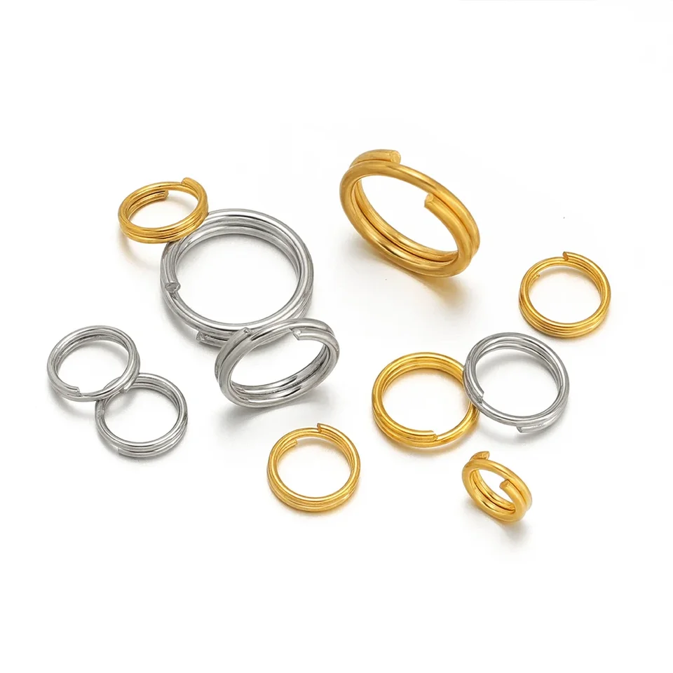 100/50 ks z nehrdzavejúcej ocele 5-10 mm Split Rings Otvorené dvojité slučky Skokové prstene Kľúčové reťazce Konektory DIY šperky Dodávky
