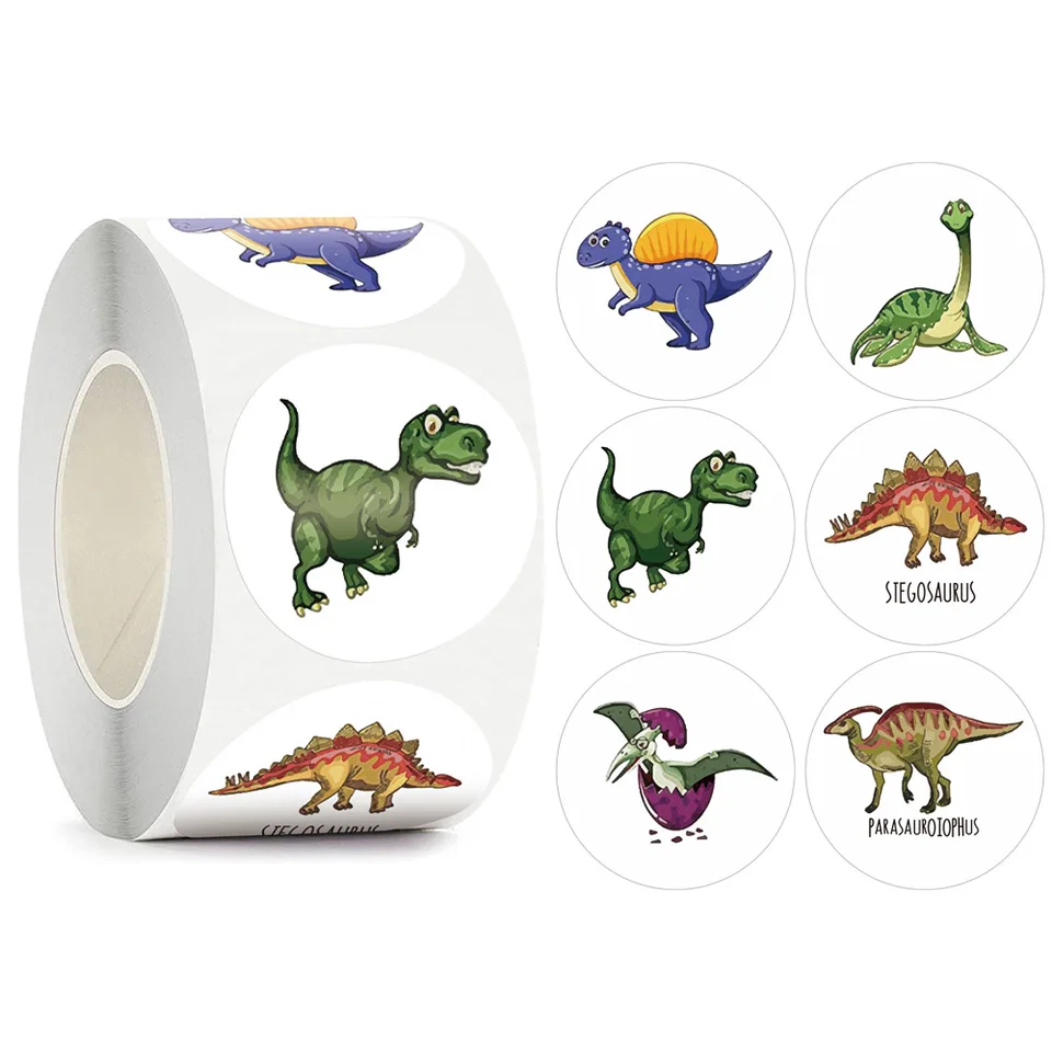 100-500ks 1 palcový kreslený dinosaur zvieracie nálepky pre odmenu učiteľov povzbudzujte písacie potreby pre nálepku pre chlapcov