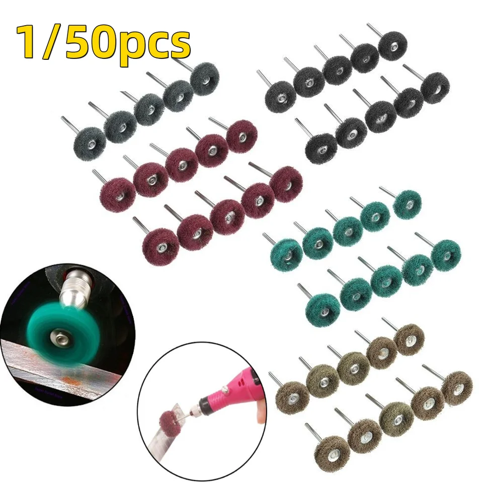 100/50ks na kefu na kefku na kefu Nylon Brusha pre dremel rotačné ručné náradie Mini vŕtacie vlákna Brusha Brush 2,35 mm /3 mm.