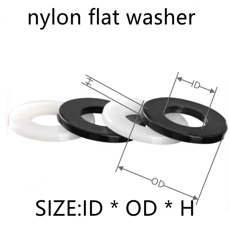 100-50ks nylonová podložka M2 m2,5 m3 m8 m8 M10 M12 Plastové tesnenia Spacer naliehané ploché PA66 Izolácia Plain okrúhle o krúžok Otesnenie krúžku