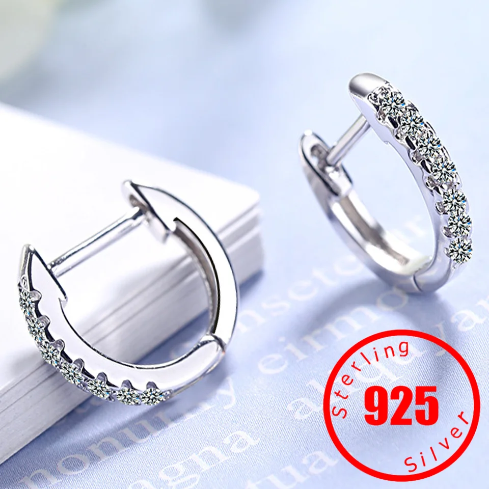 100% 925 Real Sterling Silver Hoop Geometric Ear Manžel na náušnice pre ženy Dievčatá Teen prepichujúce náušnice šperky