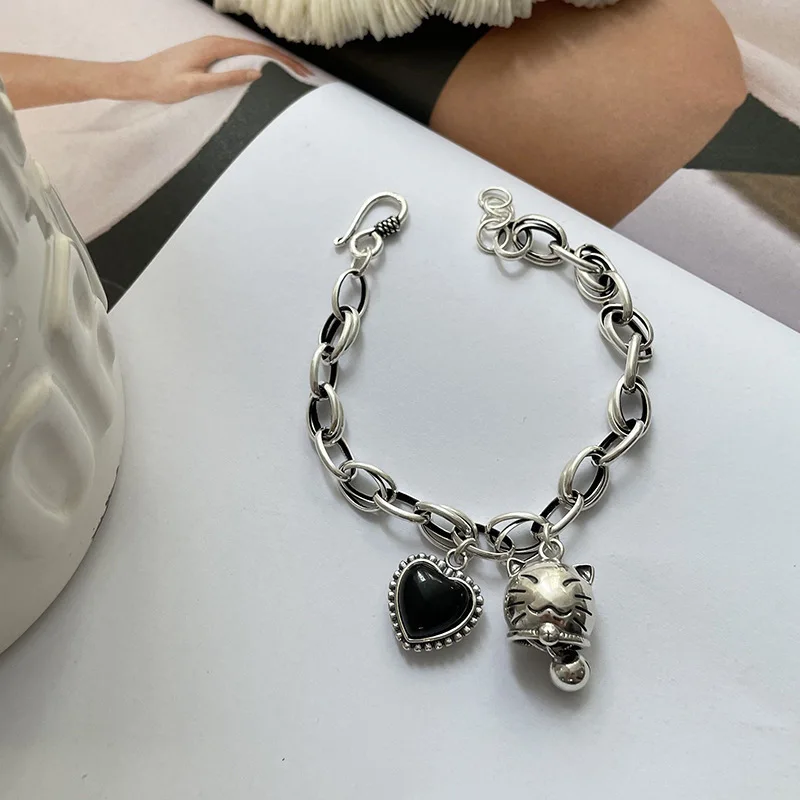 100% 925 Sterling Silver Sweet Cat Animal Bell Bella