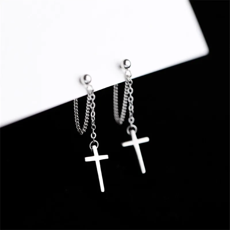 100% 925 Sterling Strieborný striebro Krížové náušnice pre ženy deti 2020 Kórejské svadobné šperky boucle d'Oreille hypoalergénne