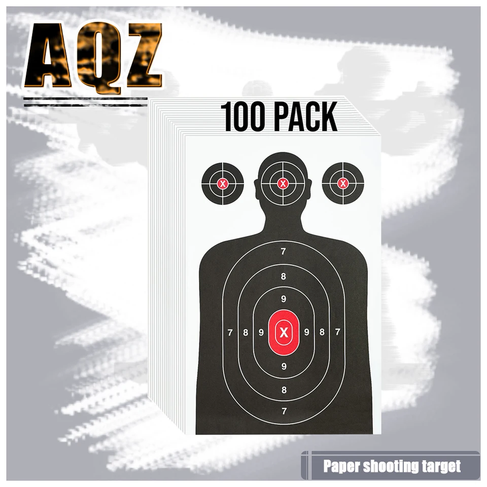 100 balení na streľbu na streľbu pre paľby pre rozsah zbraní, cieľová prax - Silhouette Paper Target for Ruims, Pušky, šípka (14 x 22)