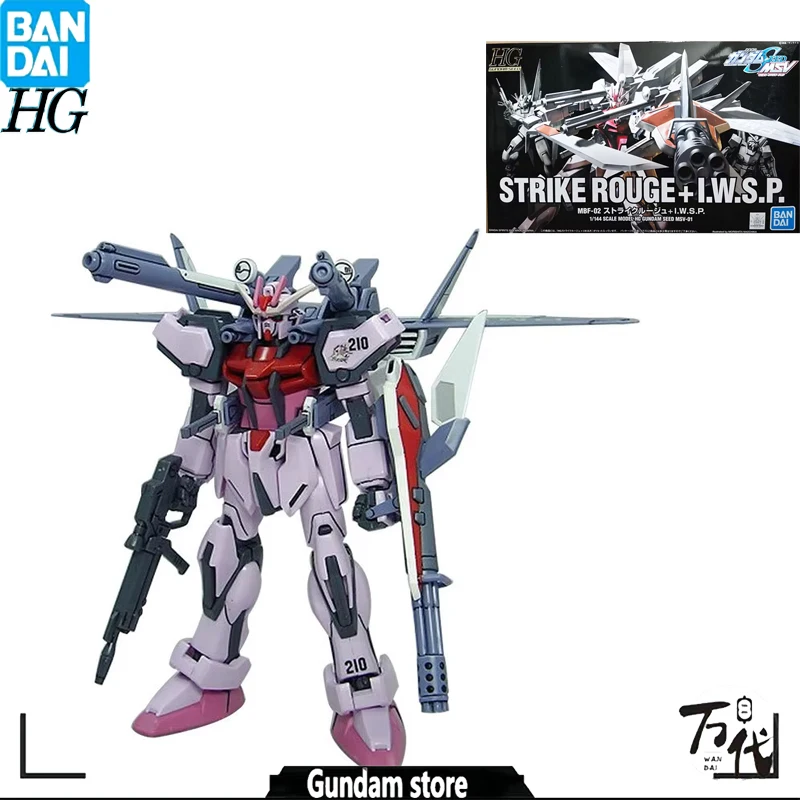 100% Bandai Original Gundam HG 1/144 Strike Rouge IWSP Anime Model Hračky Hračky Action Figure Darče