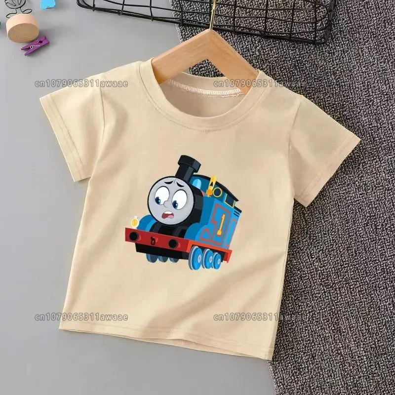 100% bavlnené detské oblečenie Cartoon Train tlače Detské tričko Dievčatá Dievčatá Vysoko kvalitné tričko Detské letné letné topy letné vrcholy