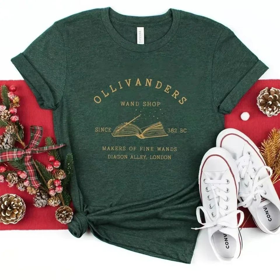 100% bavlnené tričko ollivandery prúžok Tričko Tričko Sprievodca kníhkupectvami HP Kniha Nerd estetické oblečenie Magic Tee Unisex Tops