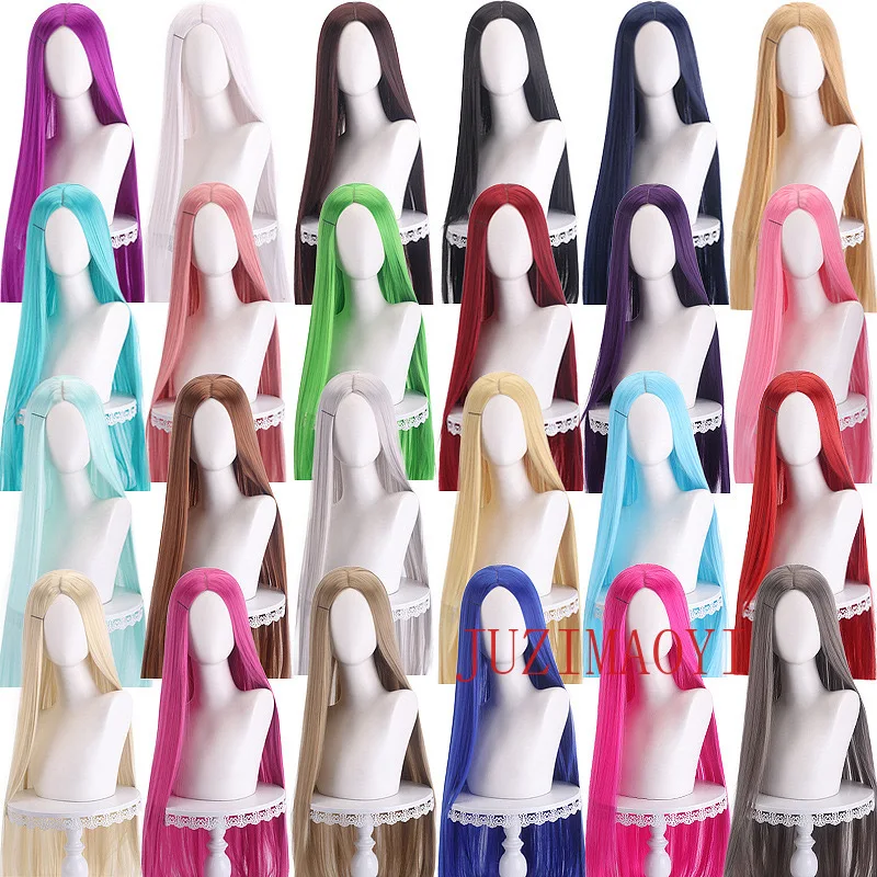 100 cm dlhé rovné cosplay parochňové centrum rozlúčku centrálne rozdelené blond ružové červené fialové tepelne odolné voči syntetickým vlasovým parochňou + parochňou čiapka