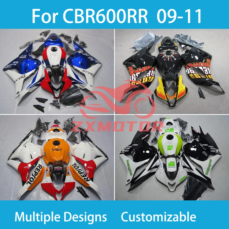 100% fit kapotáž pre Honda CBR600RR 09 10 11 Abs Injekcie Plastické závodné bicykle Cowling CBR 600RR 2009 2010 2011