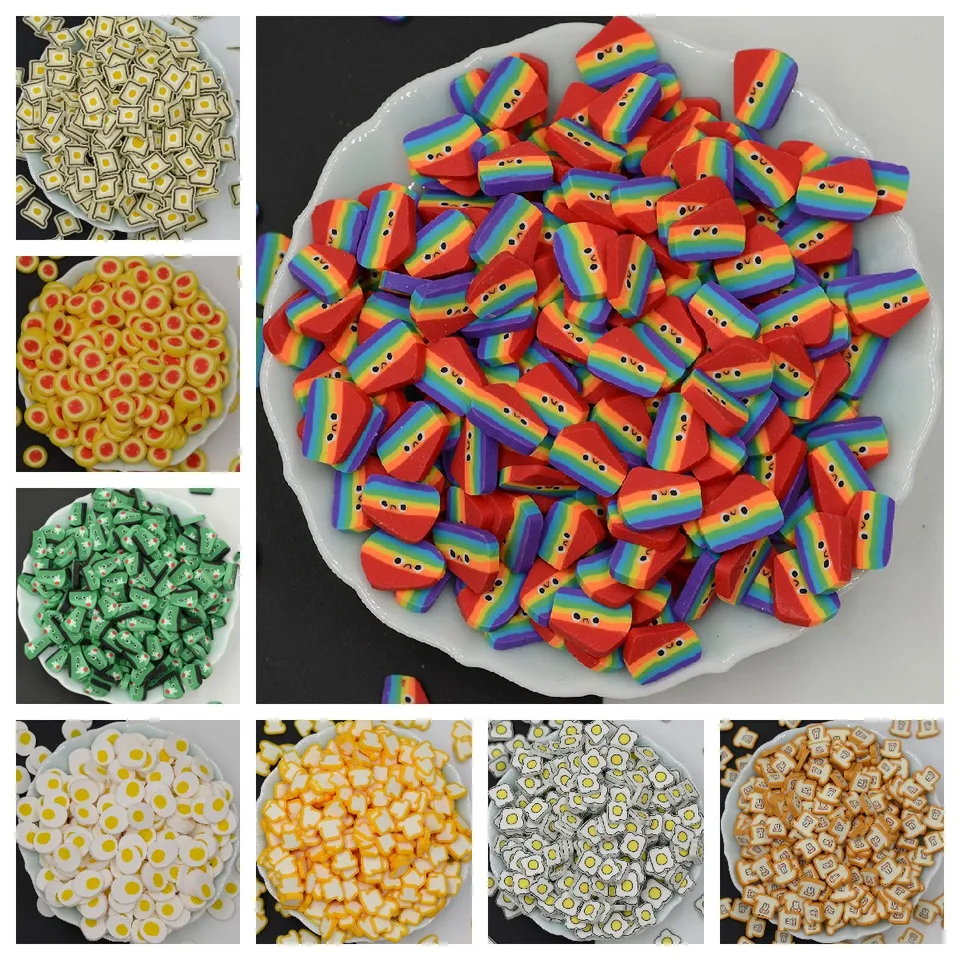 100 g/šarža Polymérový toast toast Ice Cream Icepop Roll Hot Clay Sprinkles pre vyrábanie remesiel, Shake Card DIY