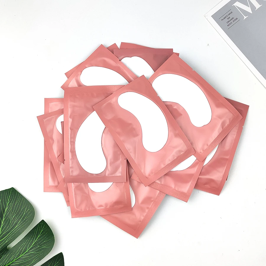 100 -kopové očné škvrny pod vankúšikami na riasy na stavbu hydrogélových papierových záplat Pink Lint Free Stuckers pre falošné mihalnice