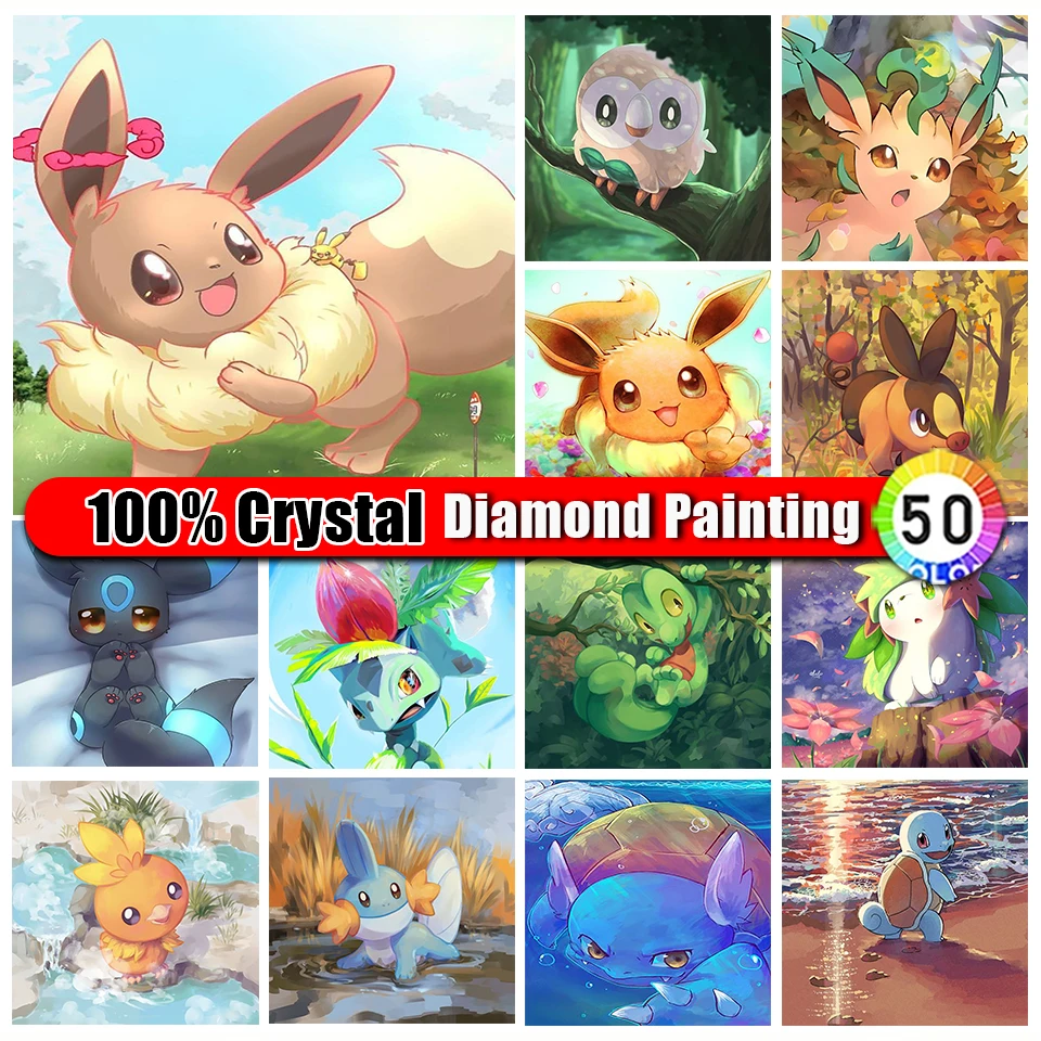 100% krištáľová diamantová maľba Kit pokémon Pikachuib krížový steh vyšívací zips s vreckom ručne vyrobený diamant mozaikový kreslený umelecký darček
