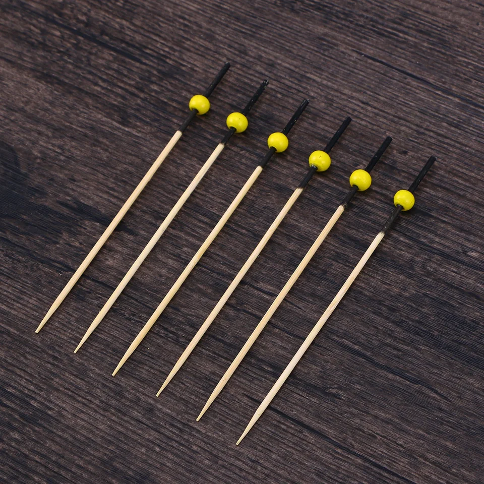 100 ks 12 cm kokteily Picks Creative Ručne vyrábané okrúhle korálky predjedlá vyberali ovocné špáradlá večierky (čierna palica žltá b