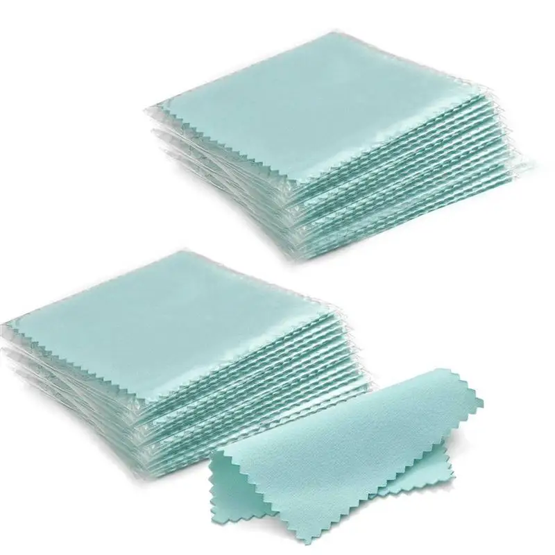 100 ks 8x8cm strieborné leštiace handry šperky na čistenie šperkov Anti Tarnish Opätovné použiteľné utierky