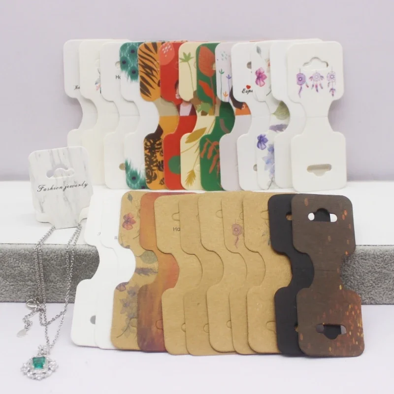 100 ks 9x3,5 cm najnovšie tlačené šperky náhrdelník Náramok náramku Kraft Paper Skladanie náhrdelníkových náušníc