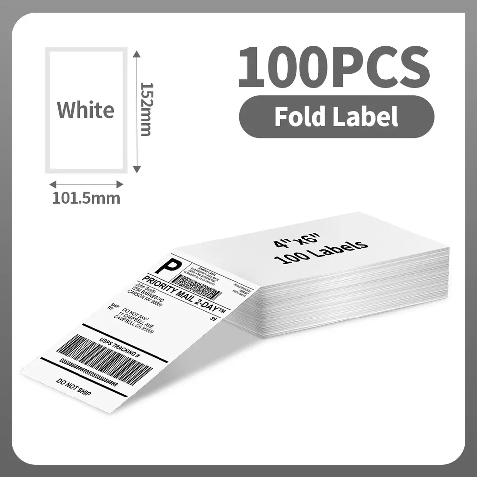 100 ks Phomemo A6 Shipping Labels 100x150mm Thermal Label Stickers Roll pre PM-241BT/D520/246s
