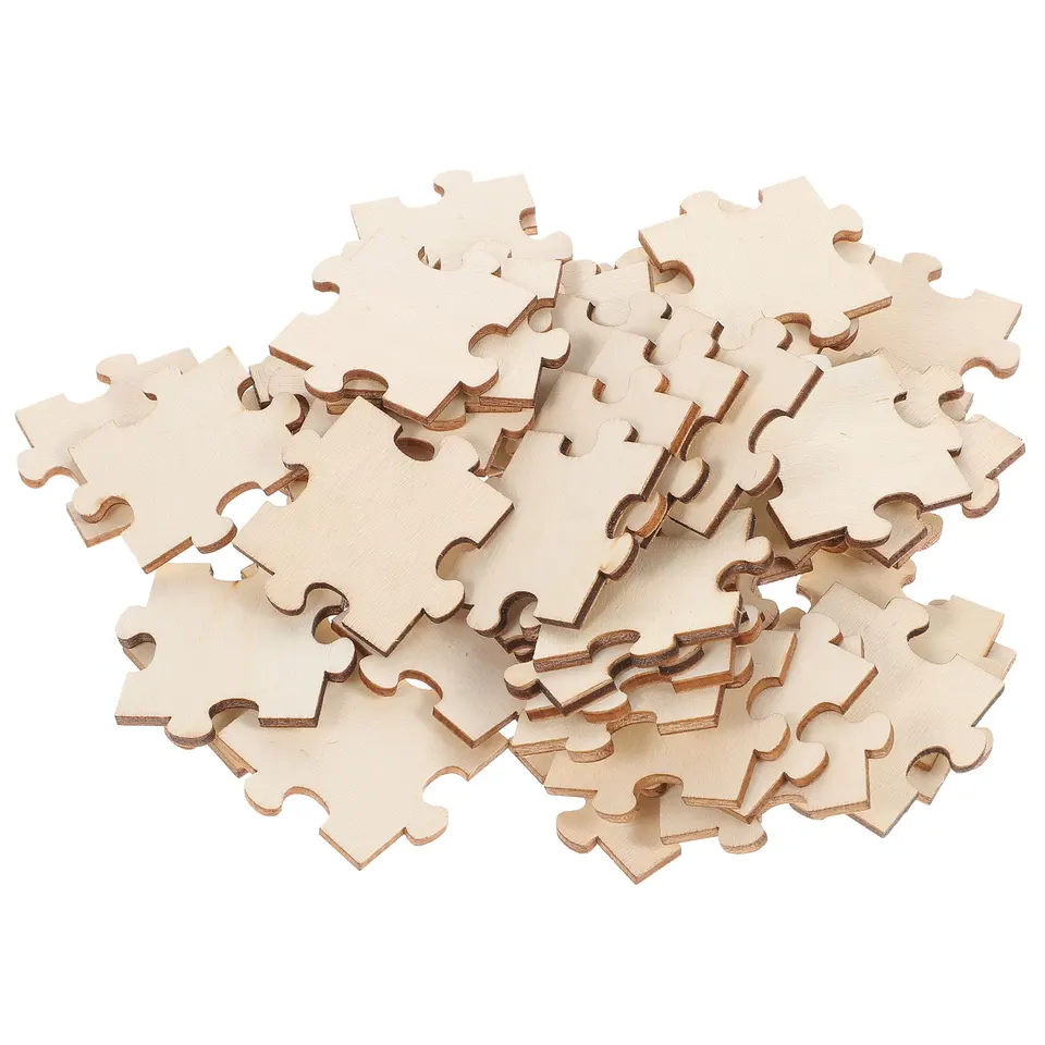 100 ks/set nedokončených drevených skladačiek Freeform Plank Puzzles Piece pre domácich remesiel