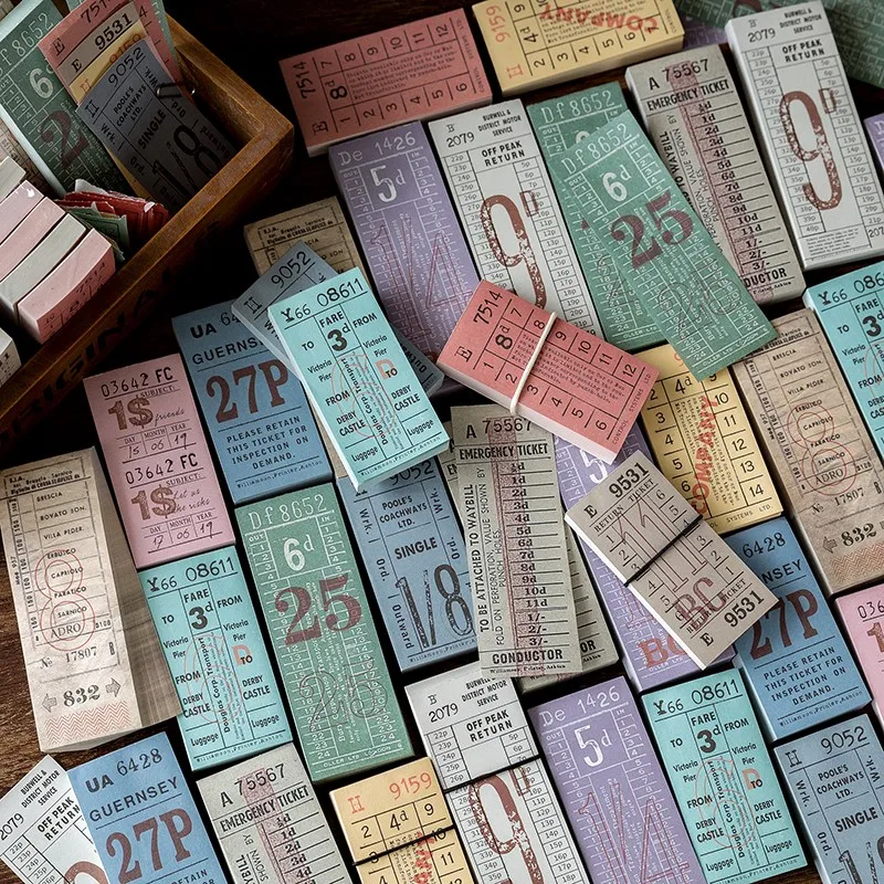 100 ks/set retro vstupeniek série Self Adhesive Memo Pad Sticky Poznámky Školské kancelárske potreby Poznámkový blok