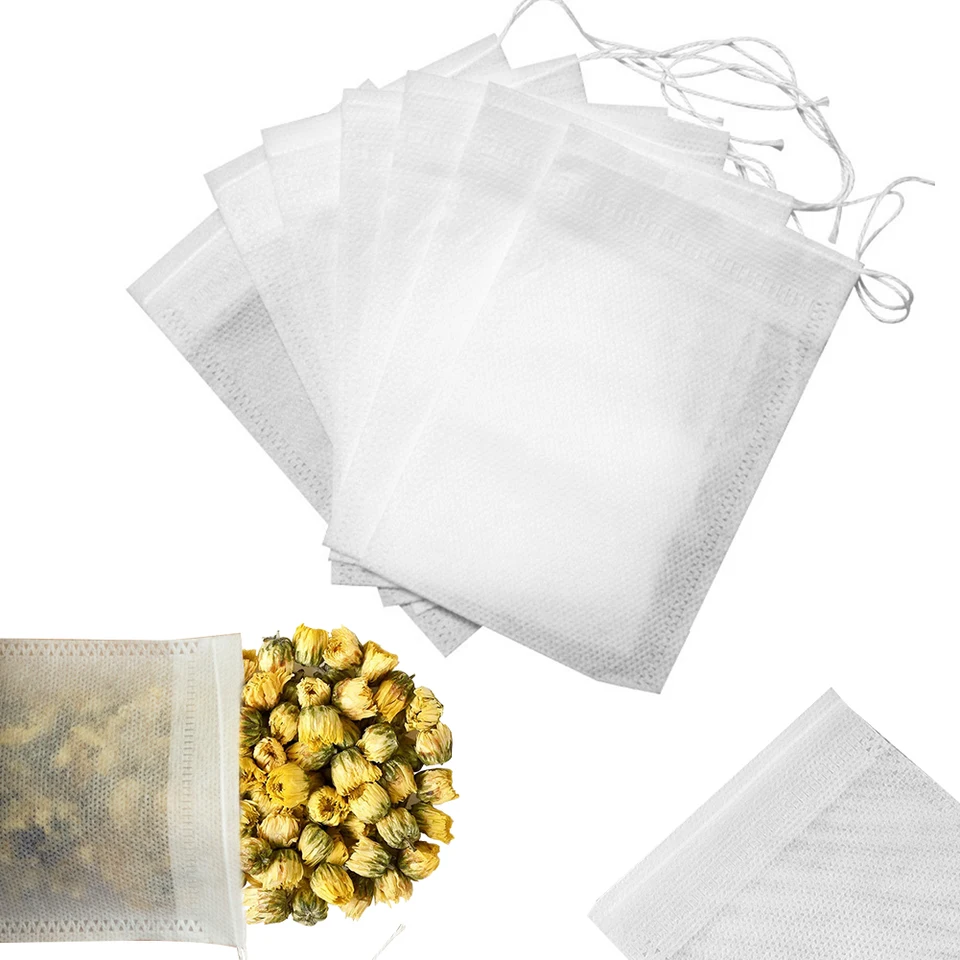 100 ks-tkaných čajových tašiek s infuserom s tkaninami s vreckámi s vreckámi s vreckom na infuser