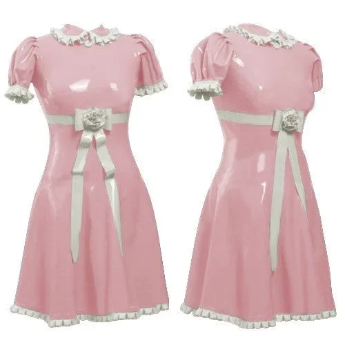 100% latexové gumy Ženy sexy slúžky šaty na okvetné šaty na okvetné šaty Cosplay veľkosť xs-xxl