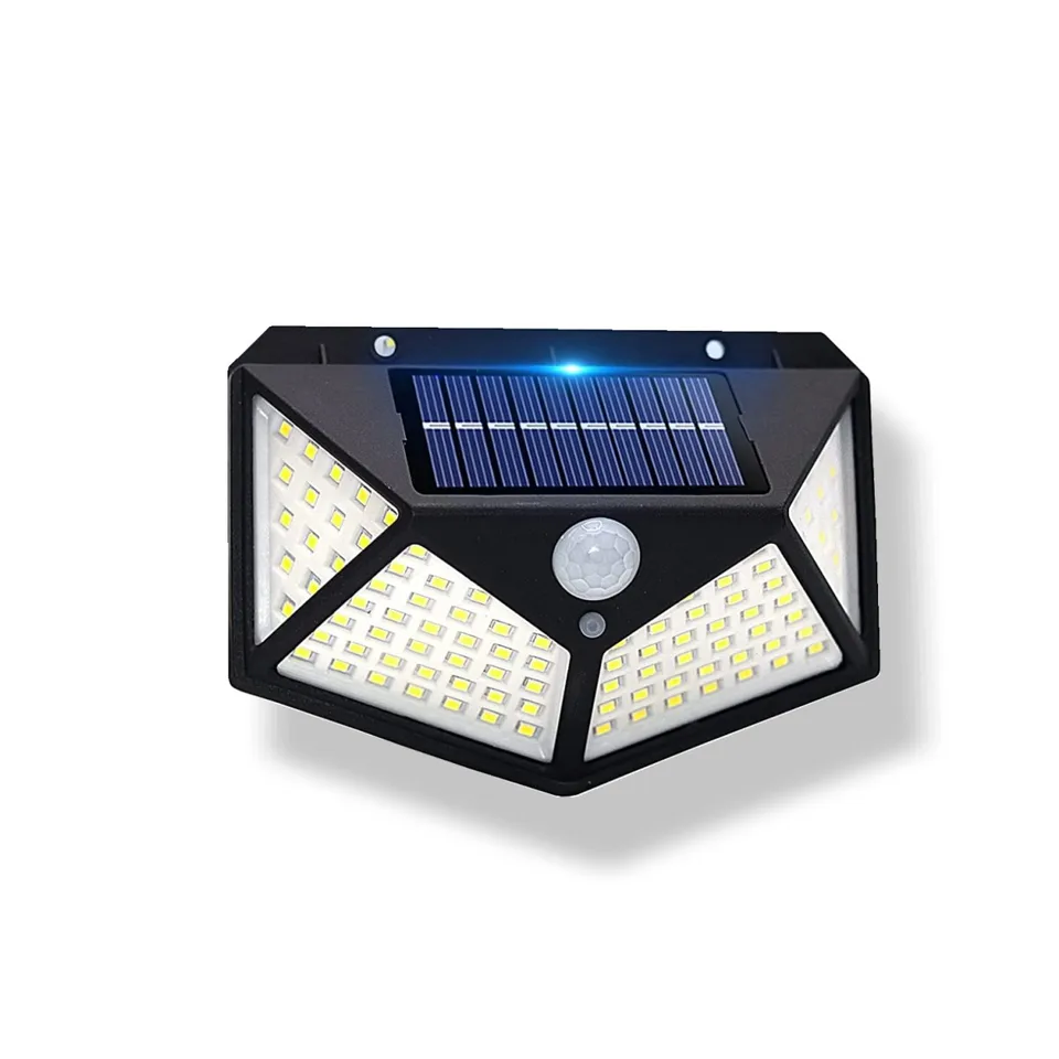 100 LED solárna nástenná lampa 4 Strany Svetlo s pohybovým snímačom vonkajšie záhradné nádvorie vodotesné nástenné svetlo