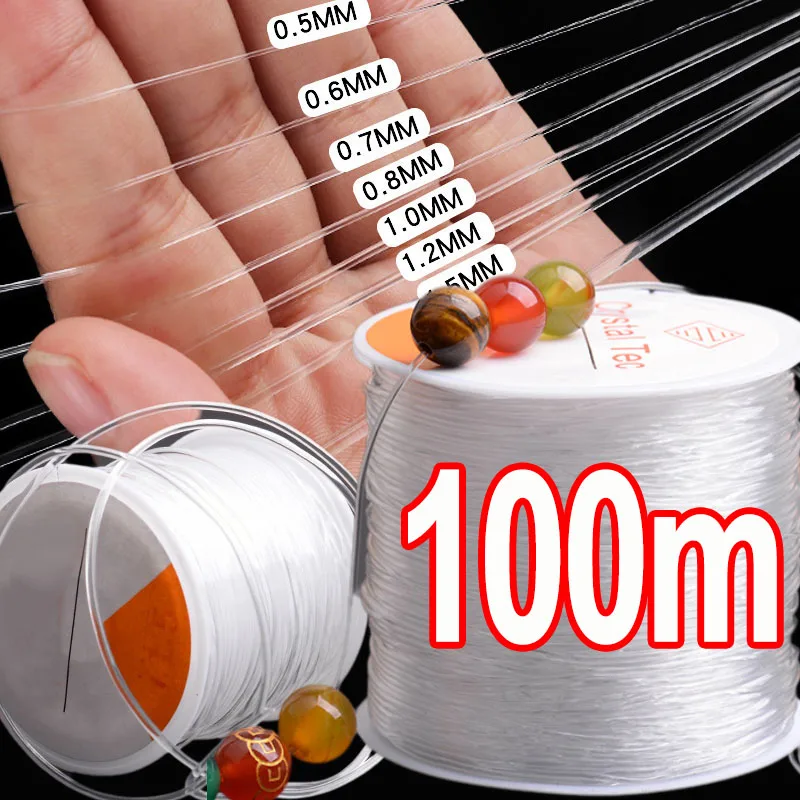 100 m/roll silné pružné vlákno šnúry elastické krištáľové šperky korálky na šnúru šnúr