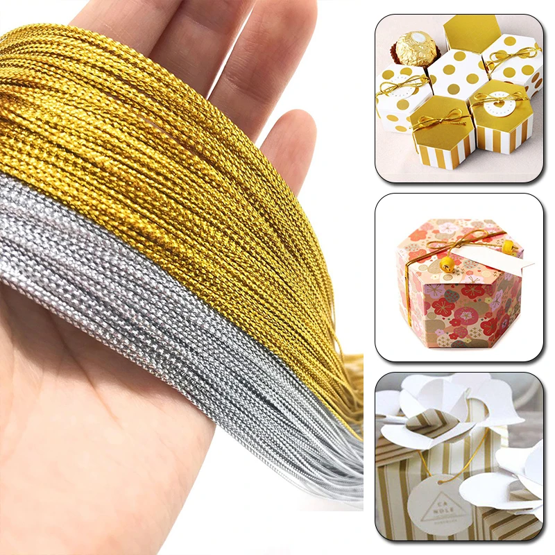 100 m strieborné zlaté lano trblietavé šnúry darčeky balenie šnúrky pre DIY Braid Náramok výroba cenovej značky remeselníka Lanyard