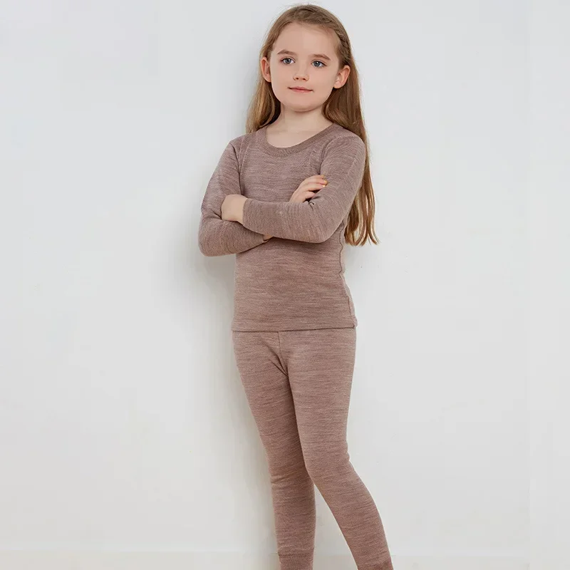 100% Merino Wool Base vrstva sada detí merino vlnená tepelná spodná bielizeň sada dievčat chlapci zima hrubšie teplé odvody horná horná a spodná časť