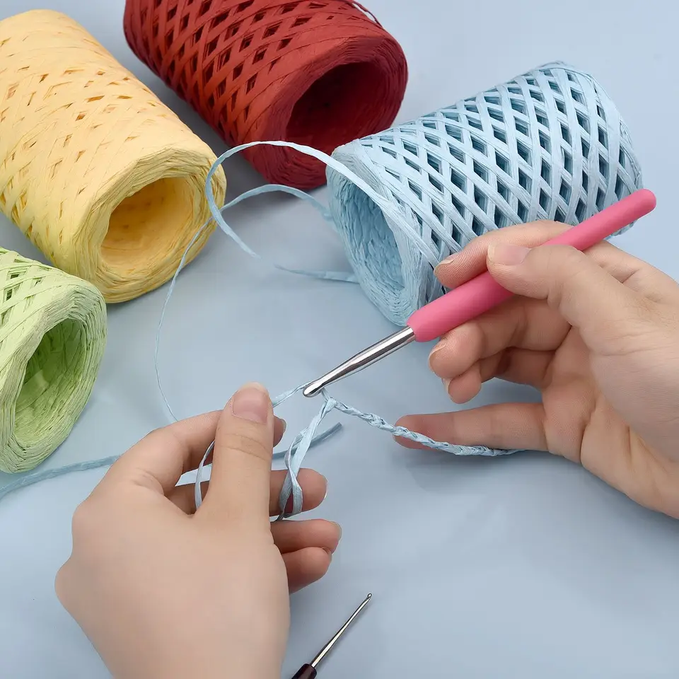100 metrov ručne pletená lafite raffia slama Ekologicky šetrná papierovou priadzou na pečenie Baliaci pás lana háčúce letné klobúky vrecia