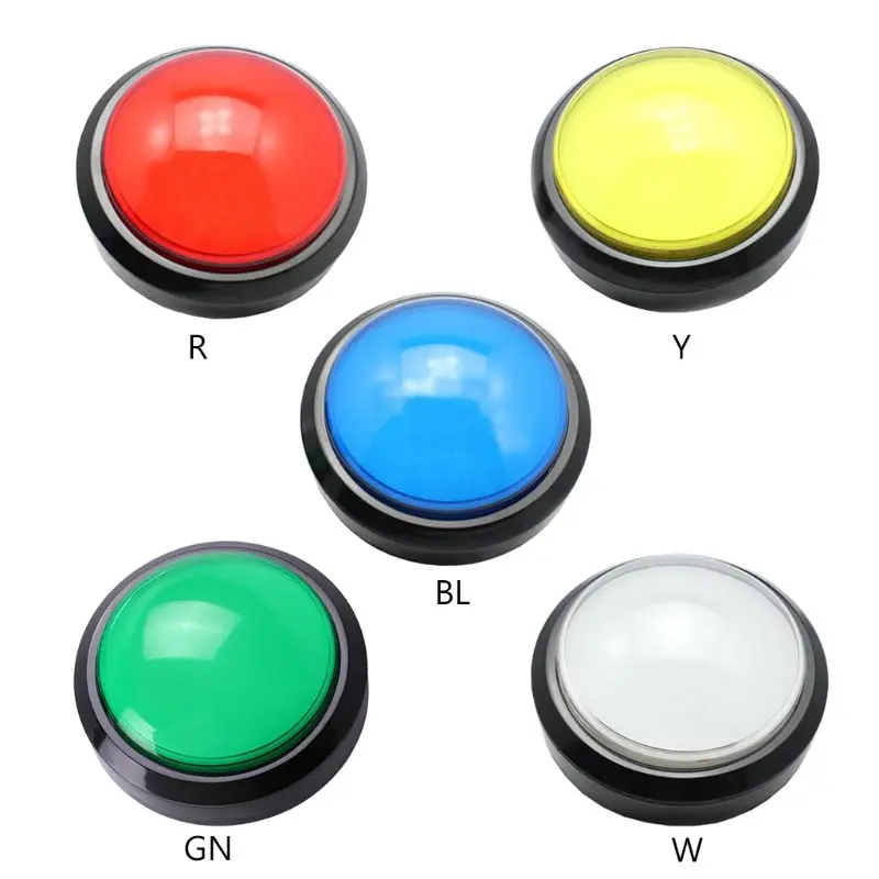 100 mm veľké okrúhle tlačidlo LED osvetlené mikrospílom pre DIY Arcade Game Machine diely DC12V Veľké kupolové svetlo prepínač