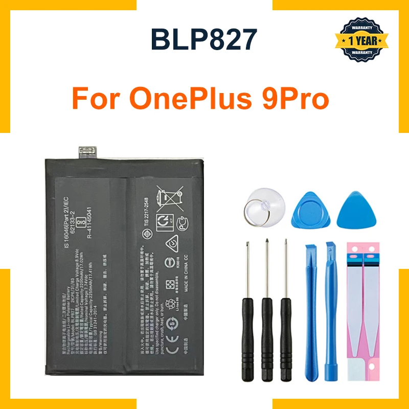 100% Nová vysoko kvalitná kapacita BLP827 4500 mAh Výmena batérie pre OnePlus 9Pro One Plus 9 Pro Batteries Tools