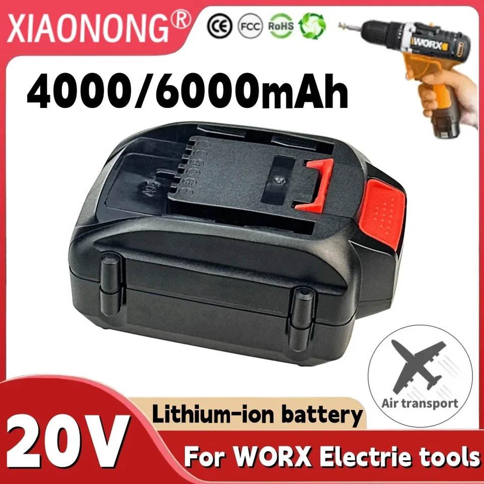 100% nové 20V 4000/6000 mAh lítium-iónovo-kapacitné batériu kompatibilné s bezdrôtovými nástrojmi WORX