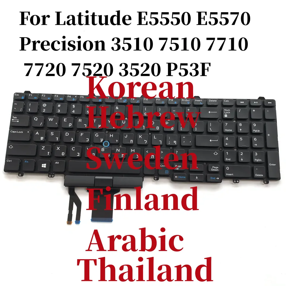 100%nový originál pre Dell Latitude E5550 E5570 E5580 E5590 Precision M3510 M7510 7710 M7720 M7520 M3520 P53F Klávesnica notebooku