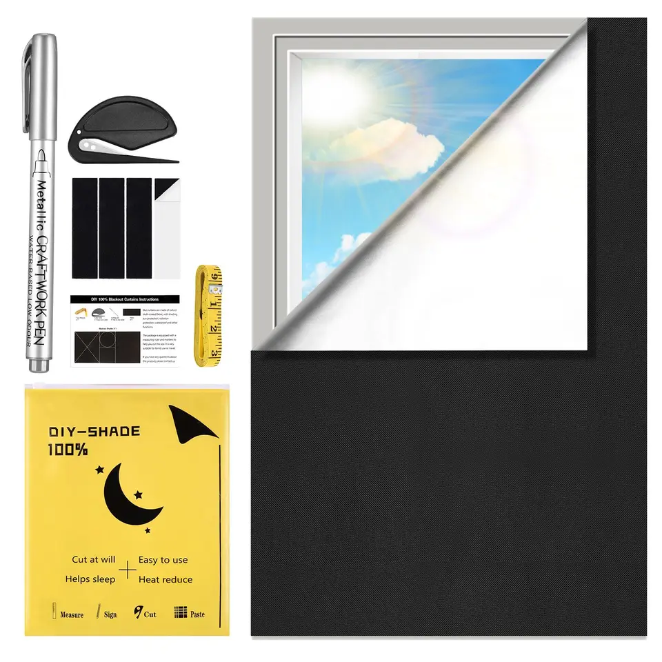 100% odnímateľné svetlo blokovanie najtmavšieho okna DIY DIY Total Blactout Glass ObAí